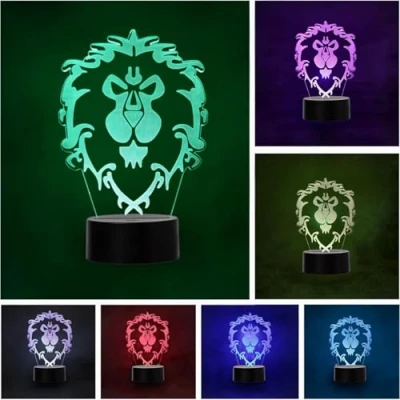 Imagen de Lampara LED Videojuego World of Warcraft Alianza Cambia Color USB Luz nocturna y decoración