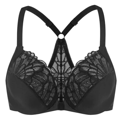 Imagen de MELENECA Sujetador Cierre Delantero Encaje Racerback para Mujer Negro 110B