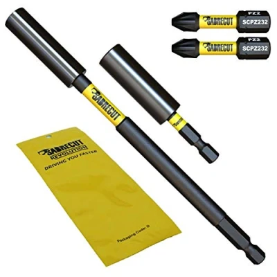 Imagen de 4 piezas SabreCut SCRK1 Magnético 60 mm y 152 Portapuntas de impacto profesional con 2 x 32 PZ2 Destornillador Puntas Compatible Dewalt, Milwaukee, Makita, Bosch otros