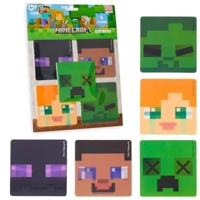 Imagen de Minecraft Pegatinas 3D para Niños, Pack de 5 Calcomanías Movimiento Lenticular Regalo Gamer