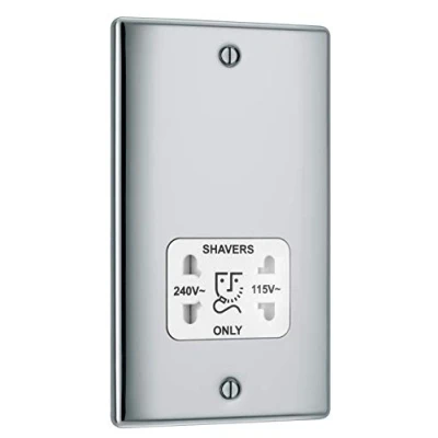 Imagen de Enchufe para máquina de afeitar BG NBS20G acero pulido y doble voltaje 115/240 V, plateado, NPC20W