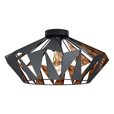Imagen de Eglo lámpara de techo Carlton 6, 1 llama vintage, industrial, retro, salón acero en negro, cobre, cocina, con casquillo E27