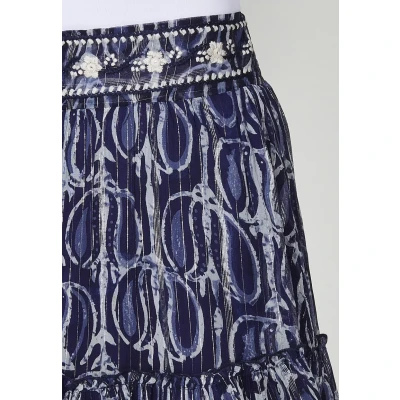 Imagen de Falda Corta de Chiffon Azul para Mujer