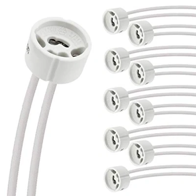 Imagen de Evolution Portalámpara GU10 con Cable para Lámparas LED y Halógenas Marco Empotrable GU10, 230V Cerámico CSA Protegido Silicona Juego de 50