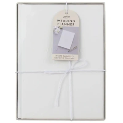 Imagen de Ginger Ray Planificador de bodas en relieve blanco con 49 páginas bordes dorados para regalo novia