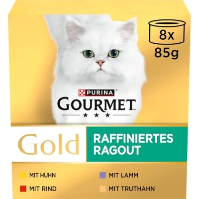 Imagen de PURINA GOURMET Comida húmeda para Gatos Ragout refinada, Mezcla de variedades, 12 Unidades (12 x 8 latas 85 g)