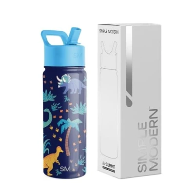 Imagen de Simple Modern Botella Agua Niños con Pajita Térmica Acero Inoxidable Aislado Reutilizable para y Niñas Summit 530ml Jurassic Jungle
