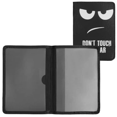 Imagen de kwmobile Funda para Permiso de circulación Coche en Cuero sintético Espacio Tarjetas 9.2 x 13 CM doblado Don&#039;t Touch my Car