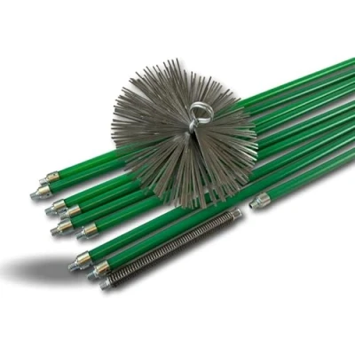 Imagen de Kit de recogida pro conductos sin revestir Erizo acero Ø 250 mm 12 m en 9 cañas verdes autobloqueantes 18 huecos Muelle salida 8 x 1,4 + 1 Chimeneas Kibros 5KIT25ALO