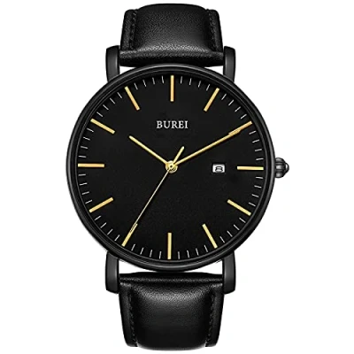 Imagen de BUREI Relojes de Pulsera para Hombre,Relojes Cuarzo analógicos Minimalistas Hombre con Correa Piel,Regalos