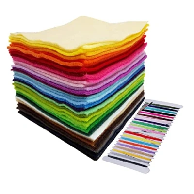 Imagen de Jtnohx Fieltro para Manualidades, Colores 15x15cm, 40 Hojas de Suave, Tela 1,4 mm Grosor Coser