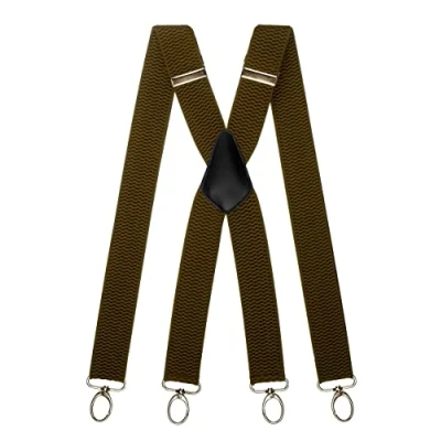 Imagen de Olata Tirantes Anchos Resistentes Multiusos En Forma de X Con Clips Mosquetón 4 cm. Verde Oliva (Clips Plata)