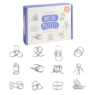 Imagen de THE TWIDDLERS 12 piezas de alambre metal IQ Brain Teaser Mind Puzzles, Multipack Mini Juguetes Regalo Escolar y Rellenos Bolsas Fiesta para Niños, Adultos Christmas Cracker Party Favours