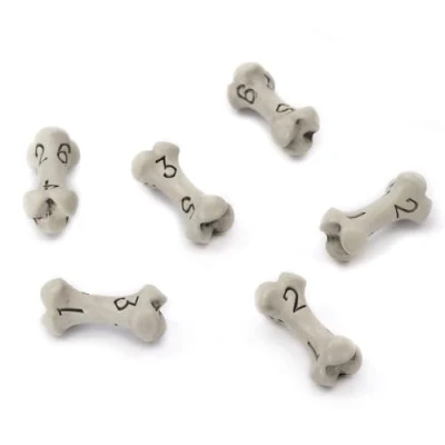 Imagen de Set de Dados rol D6 Seis 6 Caras DND Temáticos Calavera y Huesos para Dungeons and Dragons/Dragones Mazmorras, Warhammer, D&amp;D, Pathfinder, MTG (Blanco)