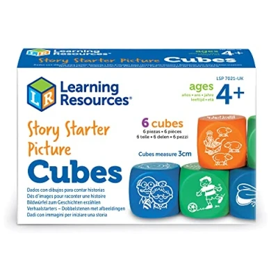 Imagen de Learning Resources cubos de fotos inicio historia, juguetes dados educativos, juegos vocabulario para niños, enseñan comunicación, adecuados actividades