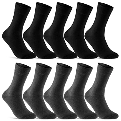 Imagen de sockenkauf24 Calcetines Clásicos Hombre Mujer 10 Pares Algodón Transpirables Comodos (Negro Antracita 39 42)