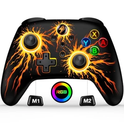 Imagen de controlador de conmutación para Switch/Lite/OLED, Android, iOS, PC, con aspecto RGB, programable, turbo, función despertador, palanca mando precisa, vibración dual