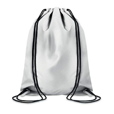 Imagen de noTrash2003 bolsa con cordón mochila bandolera plateada reflectante de transporte diferentes cantidades conjuntos para elegir, plata, 1 unidad