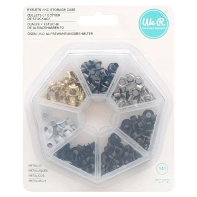 Imagen de We R Memory Keepers 0633356603856 Almacenamiento Crop A Dile Ojales y estuche metálico (141 piezas)