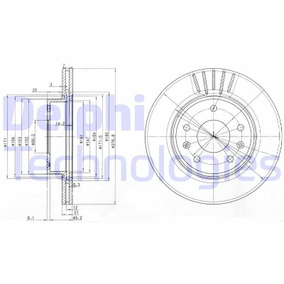 Imagen de DELPHI BG3702C Disco de freno 277 21 5 ventilado revestido sin procesar cojinete rueda, anillo sensor ABS LAND ROVER: Freelander I SUV Cabrio