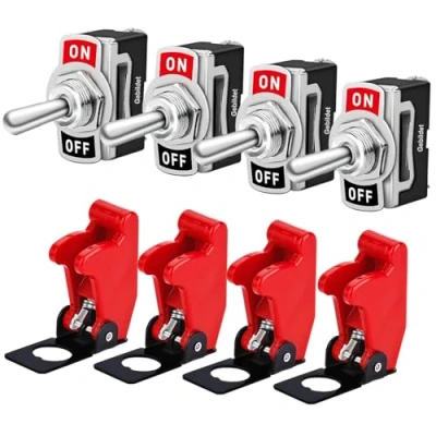 Imagen de Gebildet 4Piezas Conmutador de Palanca SPST 10A/12VDC, 6A/24VDC, Interruptor ON/Off 2Posiciones 2Pin, para Auto Vehiculo Barco