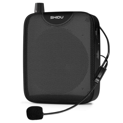 Imagen de Amplificador de Voz Portatil SHIDU Sistema megafonía con Wired Micrófono15W batería Recargable Mini Amplificadores microfonos para Profesores, guías turísticos, Entrenadores Deportivos