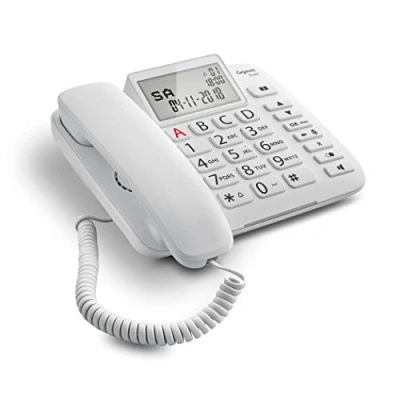 Imagen de Gigaset DL380 Teléfono fijo con pantalla grande, teclas ergonómicas, visualización de llamadas mediante LED, color blanco [Versión Italia]