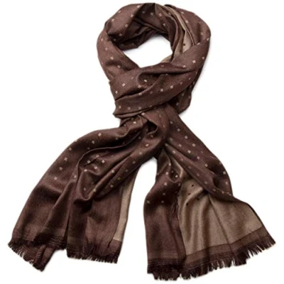 Imagen de styleBREAKER Bufanda larga suave unisex con flecos y sutil estampado de cuadros, geométrico 01018051, color:Marrón oscuro