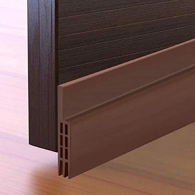Imagen de Burlete Puerta,HEQUN Bajo Puerta Autoadhesivo De Goma Silicona, Antipolvo Aislamiento Acústico Prueba Viento y Agua 100 x 5cm (marrón)