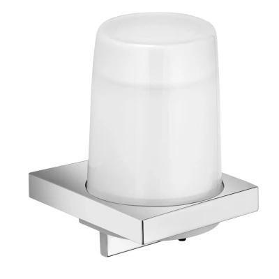 Imagen de Dosificador KEUCO de Metal Cromado y Cristal Genuino, Contenido rellenable Aprox. 180 ml, dispensador jabón para el baño WC Invitados, Montaje en la Pared, Edition 11