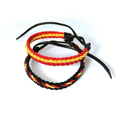Imagen de VENDOPOLIS Pack DE 2 Pulseras Pulsera Cuero E Hilo Trenzada Colores Bandera ESPAÑA Unidades