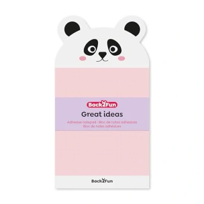 Imagen de Back2Fun Bloc de notas adhesivas, Tamaño 90 x 165 mm, Papel g/m², con adhesivo, 60 hojas, Diseño Panda
