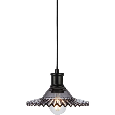 Imagen de Markslöjd Lámpara colgante Novia, cristal ahumado negro 1 luz Ø 21,5 cm enchufe