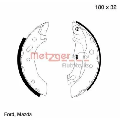 Imagen de METZGER MG 642 Zapatas de Freno Eje trasero 180 32,0 con palanca FORD: KA Hatchback, FIESTA 4, Puma