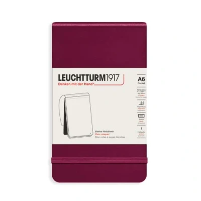 Imagen de LEUCHTTURM1917 364403 Bloc de notas Pocket (A6) 90 x 150 mm, Tapa Dura, 184 páginas numeradas, Port Red, Lisa