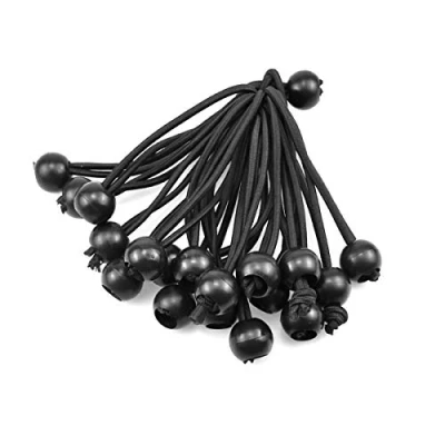 Imagen de Cuerda Elástica con Bola Negro, Tensores de Goma, Set para Lonas, Eslingas Tensoras Plástico, Elásticos Lonas Carpas, Pabellones, Tiendas, Cenadores, Pancartas