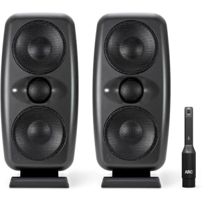 Imagen de IK Multimedia iLoud MTM MKII Pareja de monitores estudio compactos alta gama nueva generación con corrección ARC integrada, emulación altavoz y 100 W. Incluye micrófono ARC. Color negro