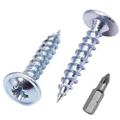 Imagen de SKIR&#039;CO (100 piezas) tornillos de acero chapado en zinc 3,0 x 20 mm, metal, cabeza oblea, Pozidriv, autorroscantes