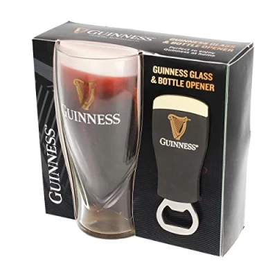 Imagen de Guinness Shamrock Gift Co. 5568 Abridor de botellas y vaso oficial en relieve 450 ml