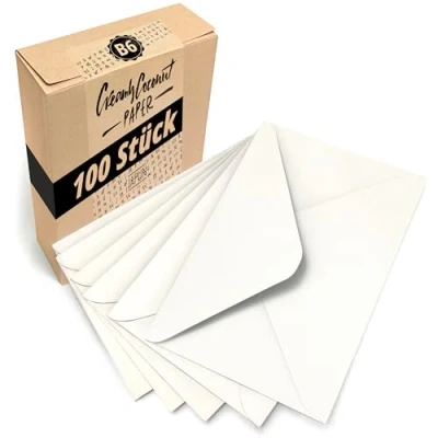 Imagen de Japun sobres blancos (100 piezas) de papel, sobre sin ventana DIN B6 175 x 125 mm