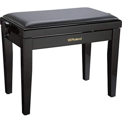 Imagen de Banco de piano Roland en negro pulido con asiento vinilo acolchado RPB 200PE