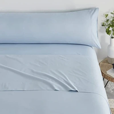 Imagen de Donegal Collections Juego de Sabanas Completo Ropa Cama 150 x 190 y 150x200 Tacto Extrasuave Disponible Color Azul Celeste Fabricado en España.