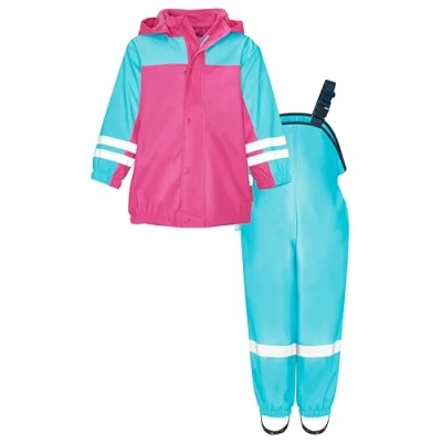 Imagen de Playshoes Rain Suit with Fleece Lining Chaqueta y Pantalones para Lluvia, Turquesa, 92 Unisex niños