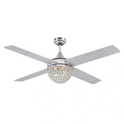 Imagen de Westinghouse iluminación 72206 Ventilador de techo con luz y control remoto estilo contemporáneo Kelcie, 132 cm, acabado en níquel cepillado, pantalla joyas cristal