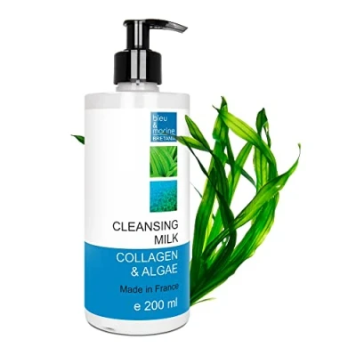 Imagen de bleu &amp; marine Bretania Leche Limpiadora Desmaquillante Antiedad Con Colágeno y Algas Hidrata Tonifica Renueva Tejidos Conjuntivos Hipoalergénico, 200 ml