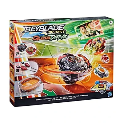 Imagen de Hasbro F3334EU4 Beyblade Burst QuadDrive, Set de Combate Vector Cósmico con Beystadium, 2 Juguetes Tops y lanzadores, Edad 8+, Multicolor, Talla única