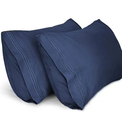 Imagen de Lirex 2 Pack Fundas de Almohada 1800 Hilos, Microfibra Suave Cepillada, Transpirables sin Arrugas y Lavables a Máquina (50x70 cm, Azul)