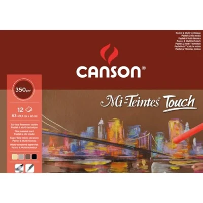 Imagen de Canson Mi Teintes Touch Microabrasivo 350g Surtido Bloc Encolado A3, 12 hojas