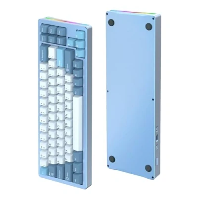 Imagen de ATTACK SHARK M71 CNC Aluminio Teclado mecánico personalizado para juegos,BT5.0/2.4G Inalámbrico/Con cable,4600mAh recargable,68% Hotswap Gasket Mount,14 Chroma RGB Lighting MAC&amp;WIN Song of Summer