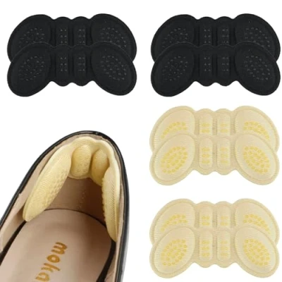 Imagen de Taloneras para Zapatos,4 Pares Almohadillas el Talón,Protector Talon Zapatos,Cómodas Taloneras, Plantillas Fascitis Plantar, Espolon Calcaneo, Autoadhesivas,Negro y Beige